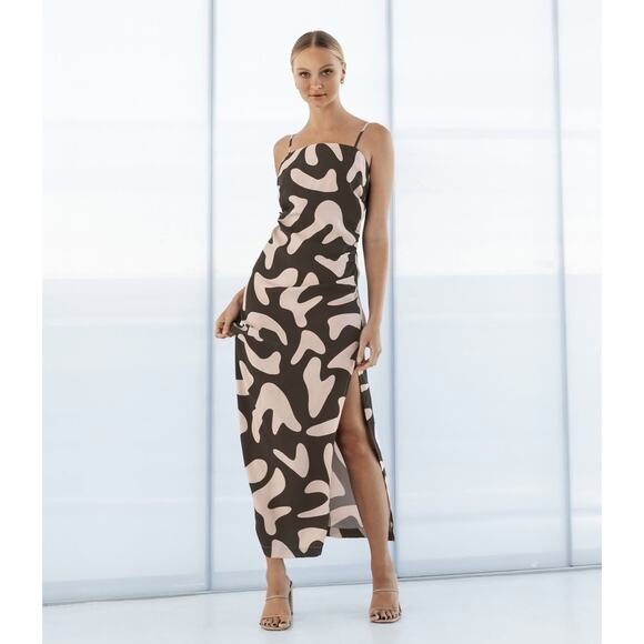 Anthropologie Paper Heart Dress Womens Large Abstract Maxi Slip vacation travel - Picture 1 of 11